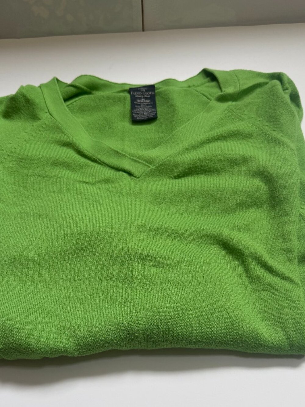 Faded Glory Lime Green V-Neck Sweater W 3X